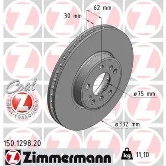 Jeu de 2 disques de frein avant ZIMMERMANN 150.1298.20