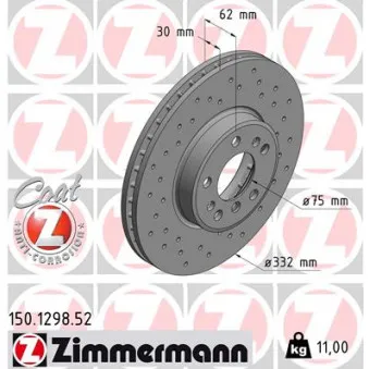Jeu de 2 disques de frein avant ZIMMERMANN 150.1298.52