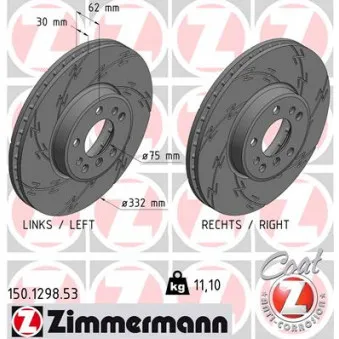 Jeu de 2 disques de frein avant ZIMMERMANN 150.1298.53
