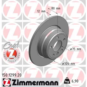 Jeu de 2 disques de frein arrière ZIMMERMANN 150.1299.20