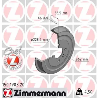 Tambour de frein ZIMMERMANN 150.1703.20