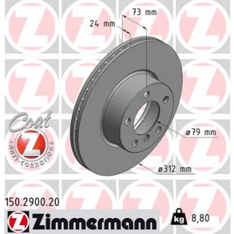 Jeu de 2 disques de frein avant ZIMMERMANN 150.2900.20