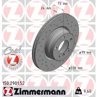 Jeu de 2 disques de frein avant ZIMMERMANN 150.2901.52