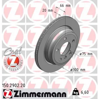 Jeu de 2 disques de frein arrière ZIMMERMANN 150.2902.20