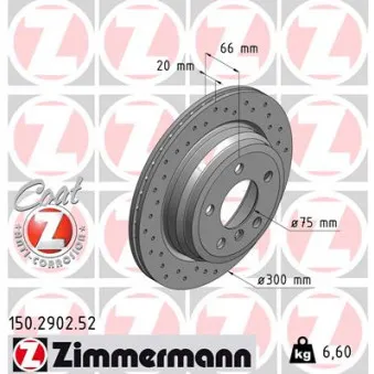 Jeu de 2 disques de frein arrière ZIMMERMANN 150.2902.52