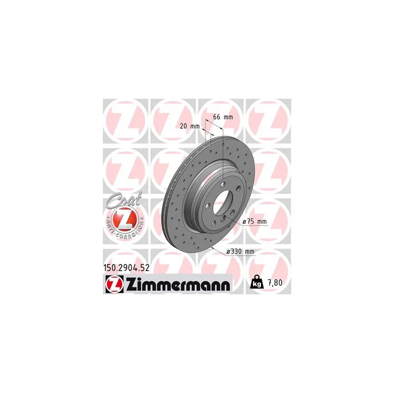 Jeu de 2 disques de frein arrière ZIMMERMANN 150.2904.52