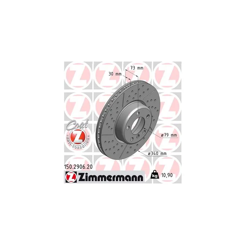 Jeu de 2 disques de frein avant ZIMMERMANN 150.2906.20