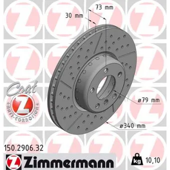 Jeu de 2 disques de frein avant ZIMMERMANN 150.2906.32