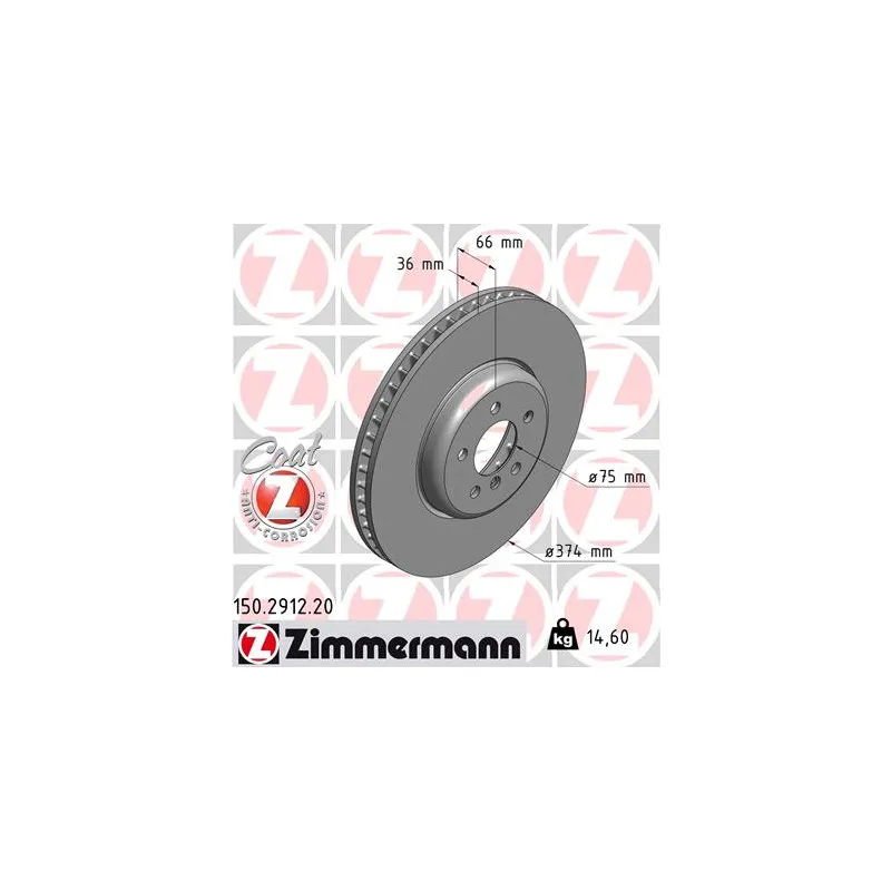 Disque de frein avant gauche ZIMMERMANN 150.2912.20