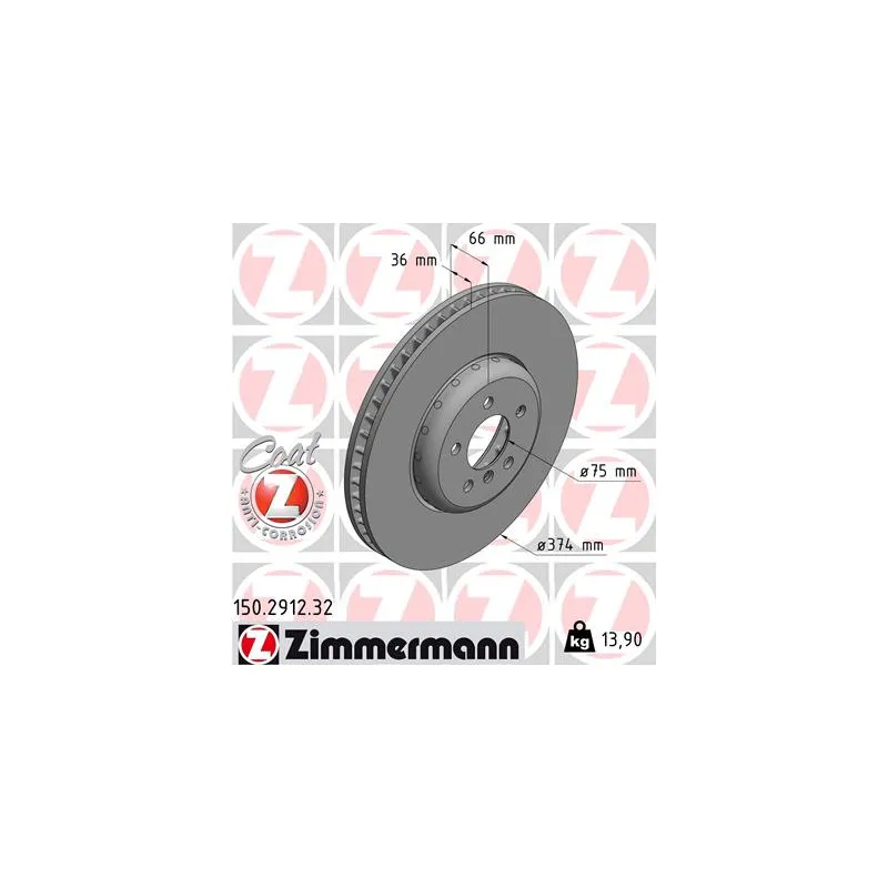 Disque de frein avant gauche ZIMMERMANN 150.2912.32