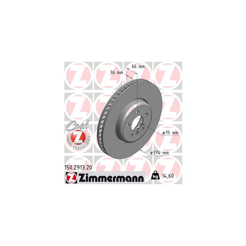 Disque de frein avant droit ZIMMERMANN 150.2913.20
