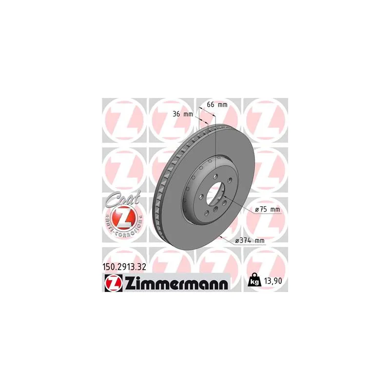 Disque de frein avant droit ZIMMERMANN 150.2913.32