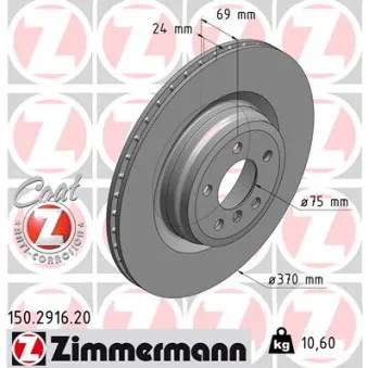 Jeu de 2 disques de frein arrière ZIMMERMANN 150.2916.20
