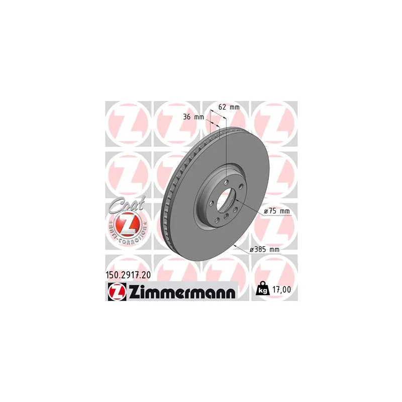 Disque de frein avant gauche ZIMMERMANN 150.2917.20