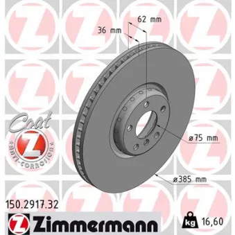 Disque de frein avant gauche ZIMMERMANN 150.2917.32