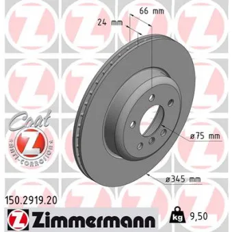 Jeu de 2 disques de frein arrière ZIMMERMANN 150.2919.20