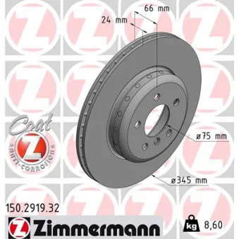 Jeu de 2 disques de frein arrière ZIMMERMANN 150.2919.32