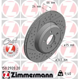 Jeu de 2 disques de frein arrière ZIMMERMANN 150.2920.20