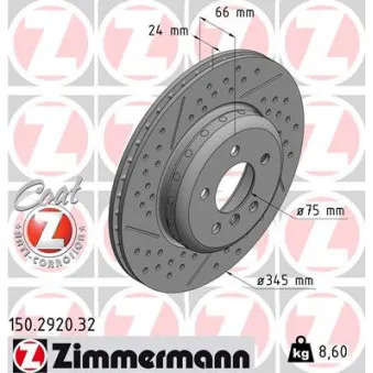 Jeu de 2 disques de frein arrière ZIMMERMANN 150.2920.32