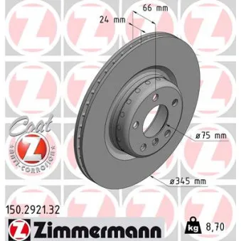 Jeu de 2 disques de frein arrière ZIMMERMANN 150.2921.32