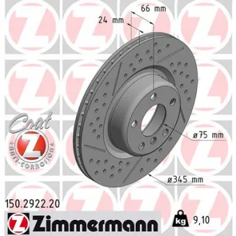 Jeu de 2 disques de frein arrière ZIMMERMANN
