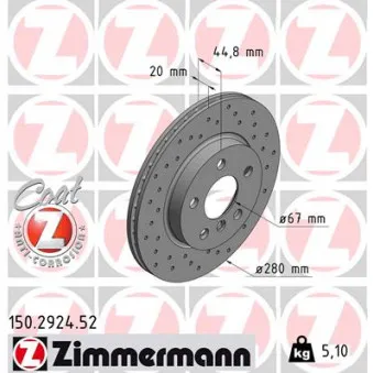 Jeu de 2 disques de frein avant ZIMMERMANN 150.2924.52