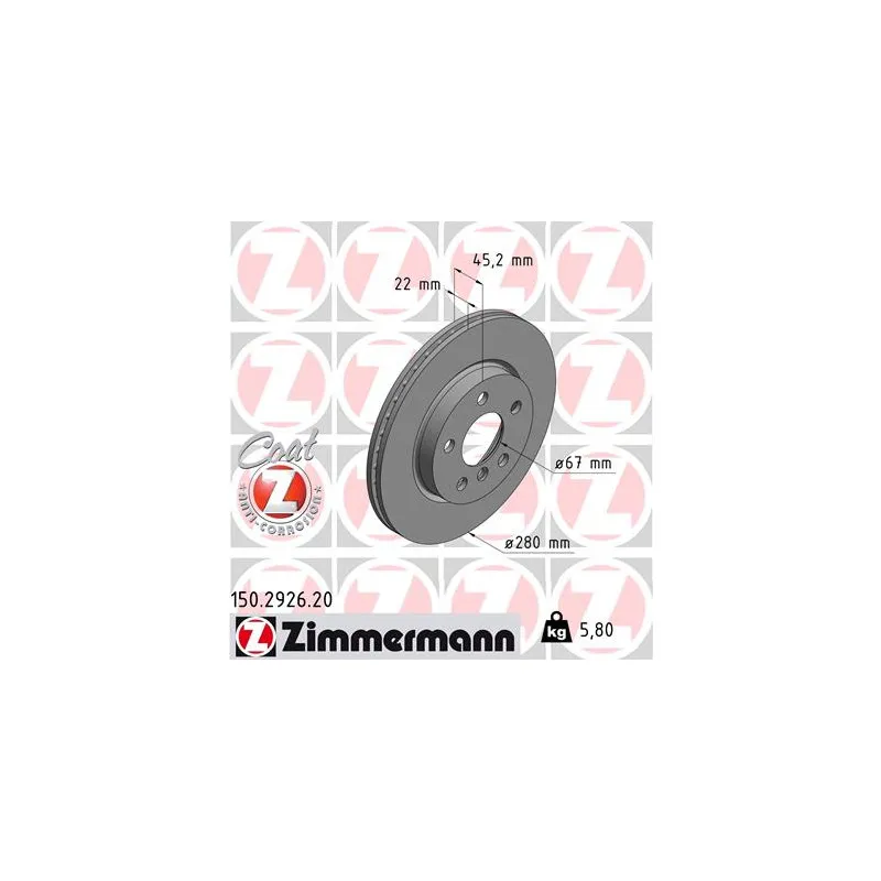 Jeu de 2 disques de frein avant ZIMMERMANN 150.2926.20