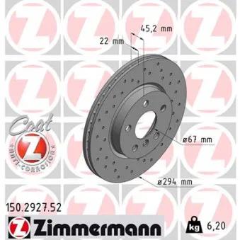 Jeu de 2 disques de frein avant ZIMMERMANN 150.2927.52