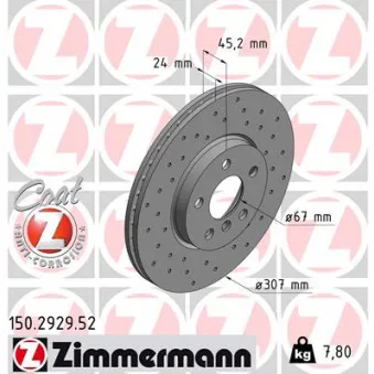 Jeu de 2 disques de frein avant ZIMMERMANN 150.2929.52