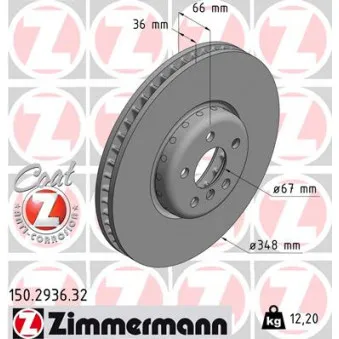 Disque de frein avant gauche ZIMMERMANN 150.2936.32