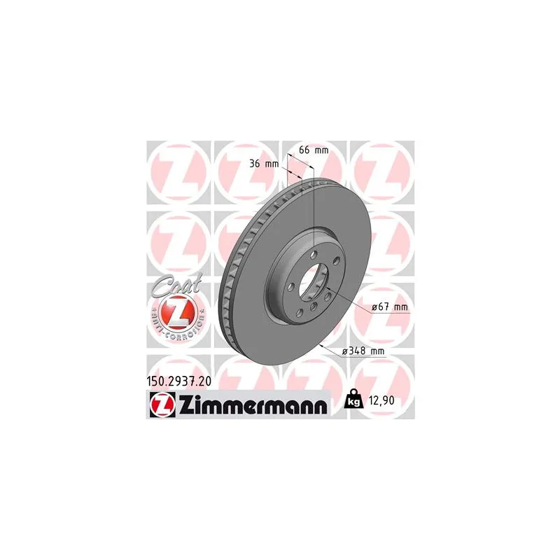 Disque de frein avant droit ZIMMERMANN 150.2937.20