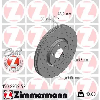 Jeu de 2 disques de frein avant ZIMMERMANN 150.2939.52