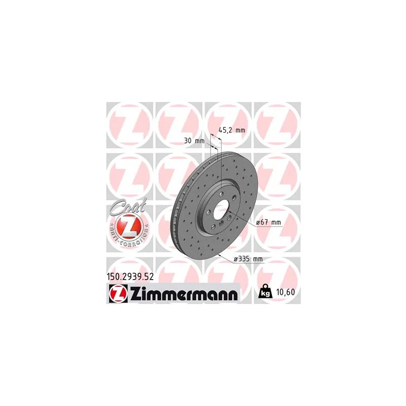 Jeu de 2 disques de frein avant ZIMMERMANN 150.2939.52