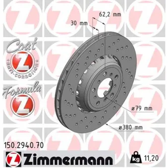 Disque de frein avant gauche ZIMMERMANN 150.2940.70