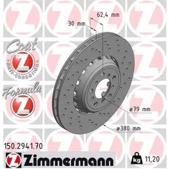 Disque de frein avant droit ZIMMERMANN 150.2941.70
