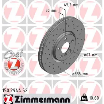 Jeu de 2 disques de frein avant ZIMMERMANN 150.2944.52