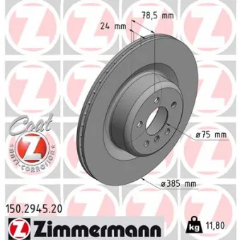 Jeu de 2 disques de frein arrière ZIMMERMANN 150.2945.20