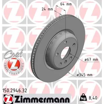 Jeu de 2 disques de frein arrière ZIMMERMANN 150.2946.32