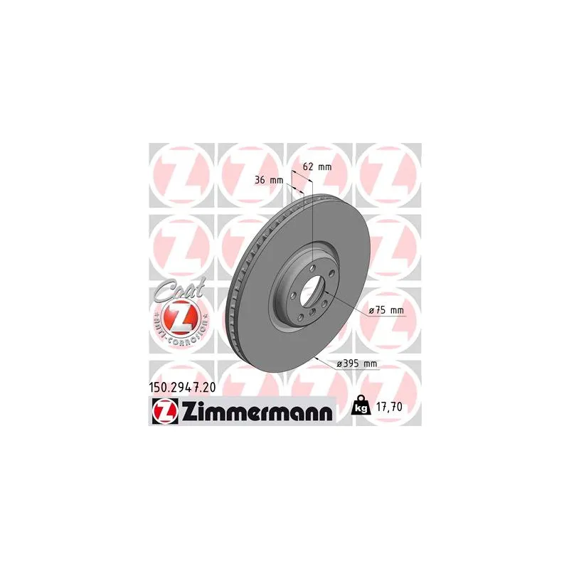 Disque de frein avant gauche ZIMMERMANN 150.2947.20