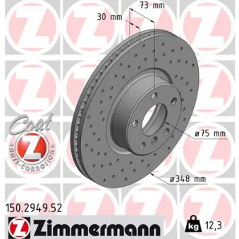 Disque de frein avant gauche ZIMMERMANN 150.2949.52