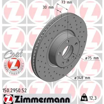 Disque de frein avant droit ZIMMERMANN 150.2950.52