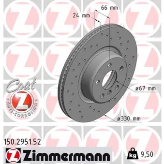 Jeu de 2 disques de frein avant ZIMMERMANN 150.2951.52