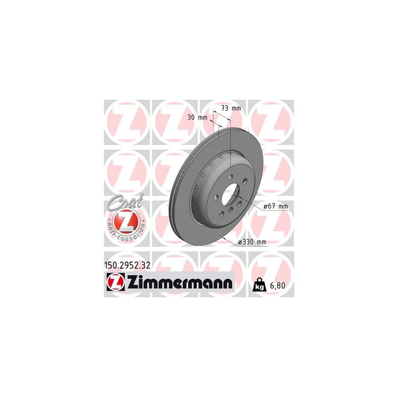 Disque de frein arrière gauche ZIMMERMANN 150.2952.32
