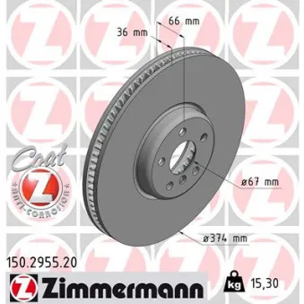 Disque de frein avant droit ZIMMERMANN