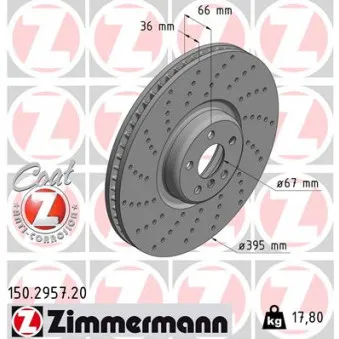 Disque de frein avant gauche ZIMMERMANN 150.2957.20