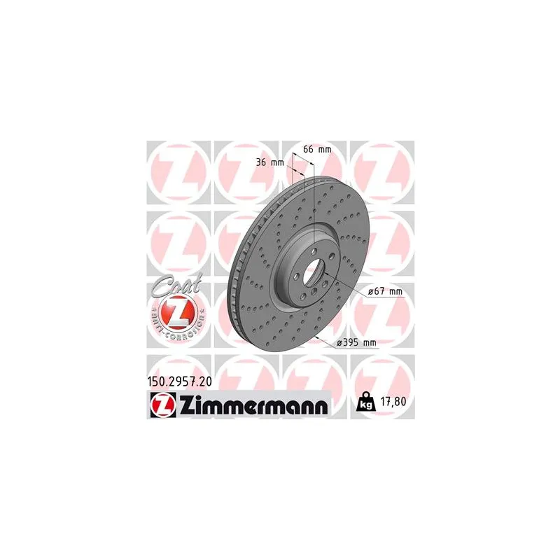 Disque de frein avant gauche ZIMMERMANN 150.2957.20