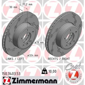 Jeu de 2 disques de frein avant ZIMMERMANN 150.3403.53