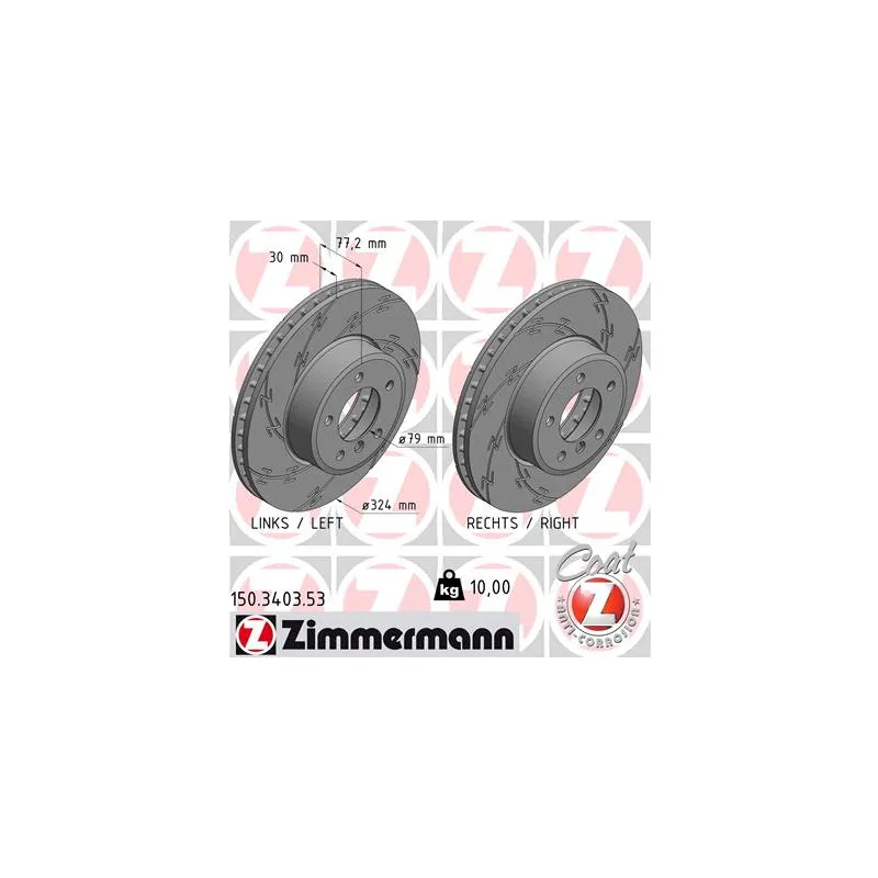 Jeu de 2 disques de frein avant ZIMMERMANN 150.3403.53