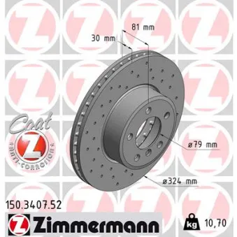 Jeu de 2 disques de frein avant ZIMMERMANN 150.3407.52