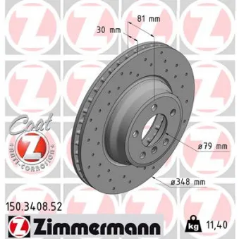 Jeu de 2 disques de frein avant ZIMMERMANN 150.3408.52